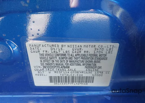 2015 Nissan Versa Note Sl из США, поврежденный, VIN 3N1CE2CP7FL429458